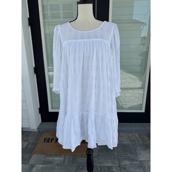 American Eagle Outfitters Dresses & Skirts - American Eagle White Smocked Babydoll Mini Dress Small Boho Beach